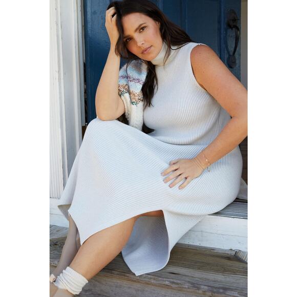 NEW Anthropologie Sleeveless Gray Knit Midi Dress - Large - Picture 3 of 3